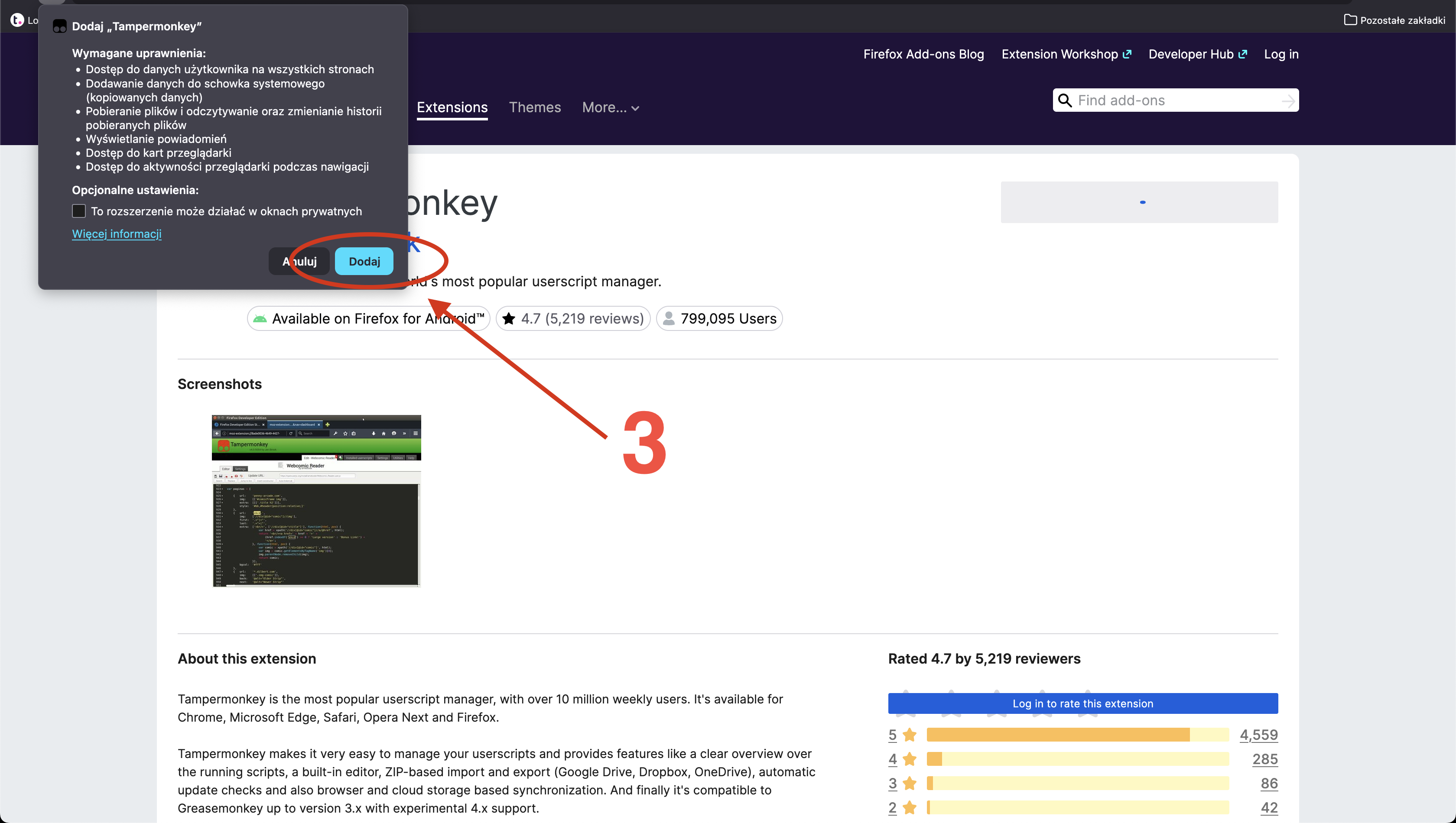 Zainstaluj Tampermonkey - Krok 3